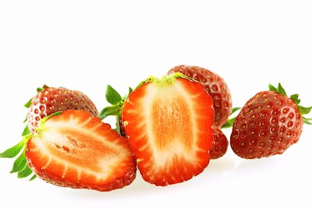simsearch:693-06020262,k - close up shot of strawberry over white. Focus on pulp. Foto de stock - Super Valor sin royalties y Suscripción, Código: 400-05051256