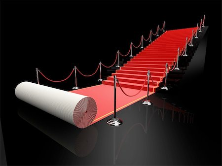 3d rendered illustration of an unrolled red carpet on stairs Stock Photo - Budget Royalty-Free & Subscription, Code: 400-05051499