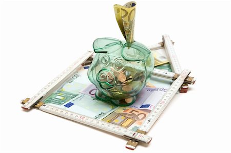 simsearch:630-06724374,k - Saving Euro money for building a house. White background. Fotografie stock - Microstock e Abbonamento, Codice: 400-05051936