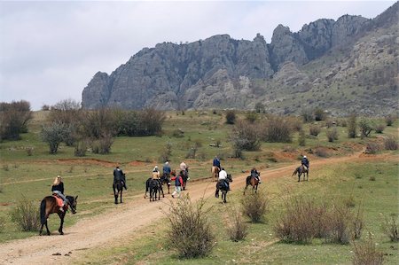 The group of horsemen going to mountains Stock Photo - Budget Royalty-Free & Subscription, Code: 400-05052623