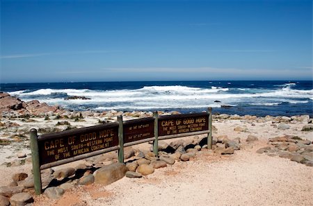 Cap de bonne-espérance poteau indicateur indiquant africas plus sud ouest point partie de la table montagne parc national Cap Ouest Cap Afrique du Sud Photographie de stock - Aubaine LD & Abonnement, Code: 400-05052956