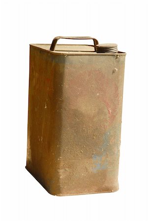 simsearch:400-06570088,k - Rusting vintage gasoline can, isolated on white Stock Photo - Budget Royalty-Free & Subscription, Code: 400-05053033