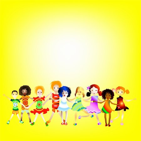 Group of kids on an abstract yellow background Stock Photo - Budget Royalty-Free & Subscription, Code: 400-05053313