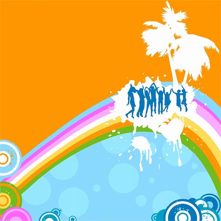 silhouettes dancing on a rainbow Stock Photo - Budget Royalty-Free & Subscription, Code: 400-05053470