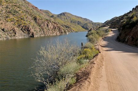 Dirt road along the Salado River, Apache Trail, northeast of Phoenix, Arizona Stock Photo - Budget Royalty-Free & Subscription, Code: 400-05053614