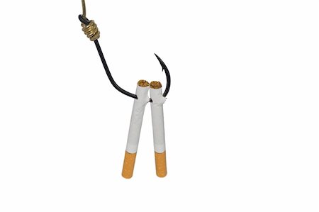 simsearch:400-04230331,k - Cigarettes on Fishing hook , isolated on a white background Foto de stock - Royalty-Free Super Valor e Assinatura, Número: 400-05064187