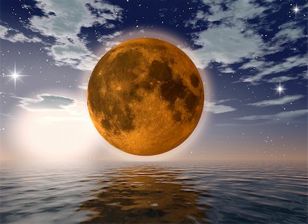 simsearch:400-05023537,k - orange moon over the ocean-digital artwork Photographie de stock - Aubaine LD & Abonnement, Code: 400-05064453