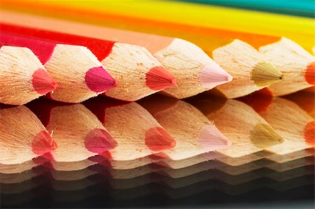Colored Crayons on a mirror Stock Photo - Budget Royalty-Free & Subscription, Code: 400-05064847