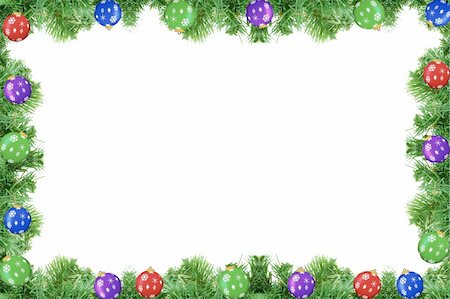 Pine tree frame with ornaments isolated on a white background Foto de stock - Royalty-Free Super Valor e Assinatura, Número: 400-05065344