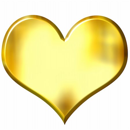 3d golden heart isolated in white Stock Photo - Budget Royalty-Free & Subscription, Code: 400-05065511