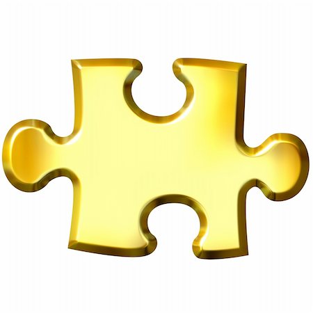 3d golden puzzle piece isolated in white Stock Photo - Budget Royalty-Free & Subscription, Code: 400-05065512