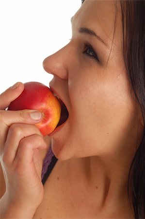 simsearch:400-04564926,k - attractive woman with apple on white background Photographie de stock - Aubaine LD & Abonnement, Code: 400-05066390
