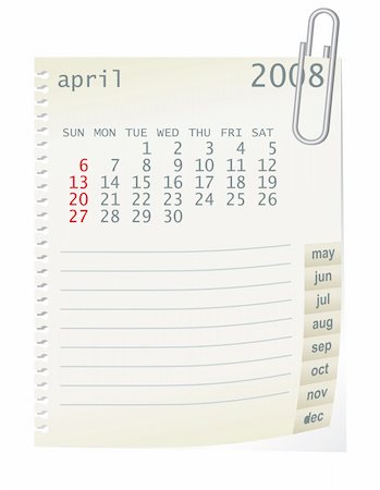 simsearch:400-06767656,k - 2008 calender whith a blanknote paper - vector illustration Stock Photo - Budget Royalty-Free & Subscription, Code: 400-05066414