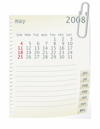 simsearch:400-06767656,k - 2008 calender whith a blanknote paper - vector illustration Stock Photo - Budget Royalty-Free & Subscription, Code: 400-05066415