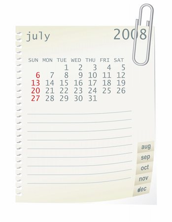 simsearch:400-06767656,k - 2008 calender whith a blanknote paper - vector illustration Stock Photo - Budget Royalty-Free & Subscription, Code: 400-05066417