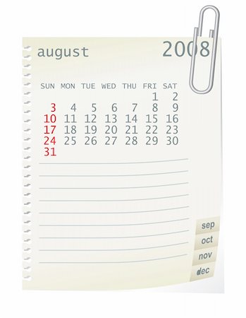 simsearch:400-06767656,k - 2008 calender whith a blanknote paper - vector illustration Stock Photo - Budget Royalty-Free & Subscription, Code: 400-05066418