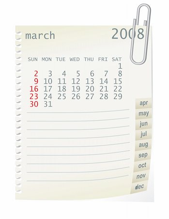 simsearch:400-06767656,k - 2008 calender whith a blanknote paper - vector illustration Stock Photo - Budget Royalty-Free & Subscription, Code: 400-05066413