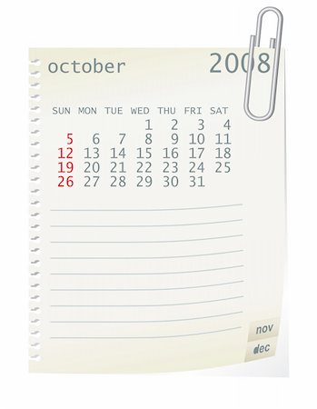 simsearch:400-06767656,k - 2008 calender whith a blanknote paper - vector illustration Stock Photo - Budget Royalty-Free & Subscription, Code: 400-05066420