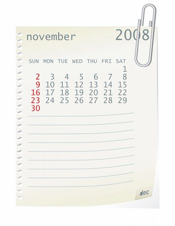 simsearch:400-06767656,k - 2008 calender whith a blanknote paper - vector illustration Stock Photo - Budget Royalty-Free & Subscription, Code: 400-05066421