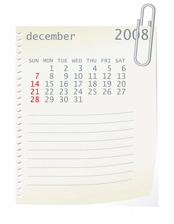 simsearch:400-06767656,k - 2008 calender whith a blanknote paper - vector illustration Stock Photo - Budget Royalty-Free & Subscription, Code: 400-05066422