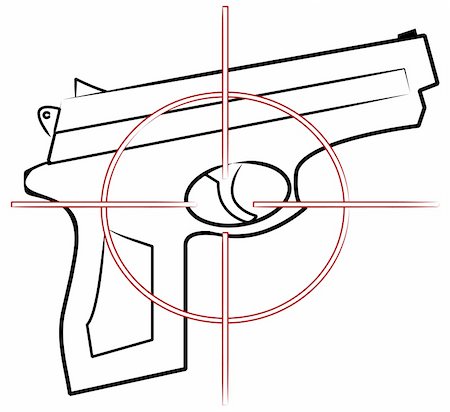 hand gun outline with cross hair target on top Foto de stock - Super Valor sin royalties y Suscripción, Código: 400-05067144