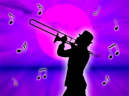 simsearch:400-04564484,k - A trumpet player in the sunset against the sun Foto de stock - Super Valor sin royalties y Suscripción, Código: 400-05067330