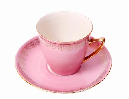 Pink tea-cup isolated on white background Foto de stock - Royalty-Free Super Valor e Assinatura, Número: 400-05067552