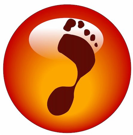 red foot print web icon or button Stock Photo - Budget Royalty-Free & Subscription, Code: 400-05067810