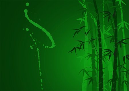 bamboo leaves on à green background Photographie de stock - Aubaine LD & Abonnement, Code: 400-05068015