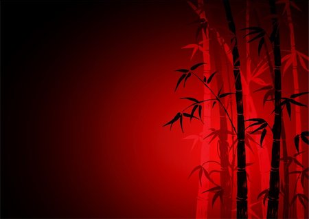 bamboo leaves on à red background Stock Photo - Budget Royalty-Free & Subscription, Code: 400-05068016