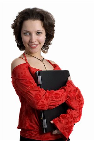 simsearch:400-07246047,k - Close up of a young business woman  in red, isolated on white background Foto de stock - Super Valor sin royalties y Suscripción, Código: 400-05068222