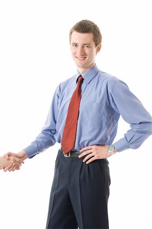 simsearch:400-04574012,k - Handshake. Young business man smiling. Isolated on white Stock Photo - Budget Royalty-Free & Subscription, Code: 400-05068250