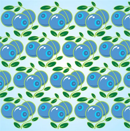 fun plant clip art - Ornate bilberry with leaves on a blue background. Stock Photo - Budget Royalty-Free & Subscription, Code: 400-05068594