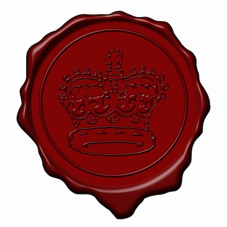 Red royal crown wax seal used to sign and close letters Stock Photo - Budget Royalty-Free & Subscription, Code: 400-05068771