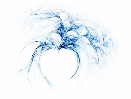 Blue heart over white background (high resolution flame fractal) Stock Photo - Budget Royalty-Free & Subscription, Code: 400-05069627