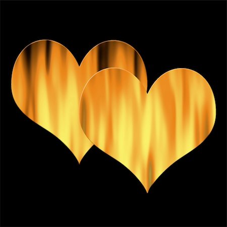 two hearts in flames isolated over black, possible concepts: love, passion, relationship Stock Photo - Budget Royalty-Free & Subscription, Code: 400-05069621