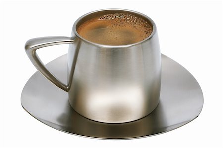 simsearch:400-04172155,k - Coffee in a metal cup on a white background Foto de stock - Super Valor sin royalties y Suscripción, Código: 400-05060447