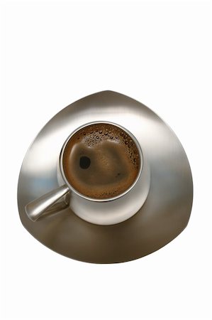 simsearch:400-04305840,k - Coffee in a metal cup on a white background Foto de stock - Super Valor sin royalties y Suscripción, Código: 400-05060448