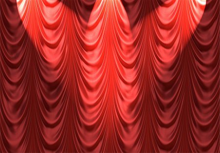 simsearch:630-06723312,k - luxurious red velvet curtains such as on a stage or theatre with spotlights Foto de stock - Super Valor sin royalties y Suscripción, Código: 400-05060601
