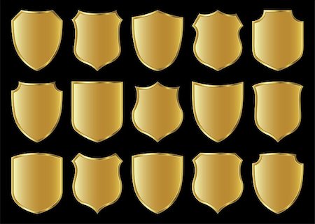 golden shield design set with various shapes Stock Photo - Budget Royalty-Free & Subscription, Code: 400-05060757