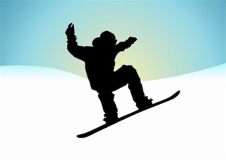 extreme sport clipart - Silhouette of a snowboarder over abstract mountains background Stock Photo - Budget Royalty-Free & Subscription, Code: 400-05060949