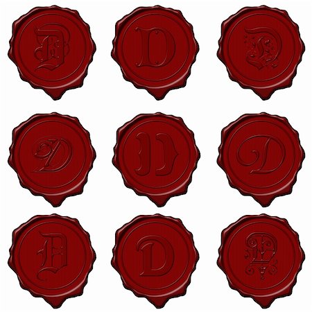 Complete alphabet letters on red wax seals Stock Photo - Budget Royalty-Free & Subscription, Code: 400-05061486