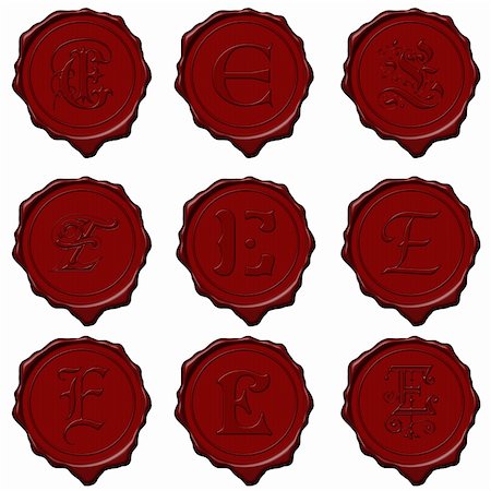 Complete alphabet letters on red wax seals Stock Photo - Budget Royalty-Free & Subscription, Code: 400-05061487
