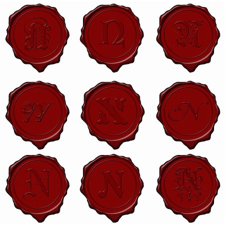 Complete alphabet letters on red wax seals Stock Photo - Budget Royalty-Free & Subscription, Code: 400-05061497