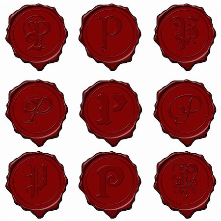 embossed - Complete alphabet letters on red wax seals Stock Photo - Budget Royalty-Free & Subscription, Code: 400-05061500