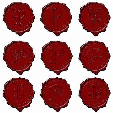 Complete alphabet letters on red wax seals Stock Photo - Budget Royalty-Free & Subscription, Code: 400-05061500