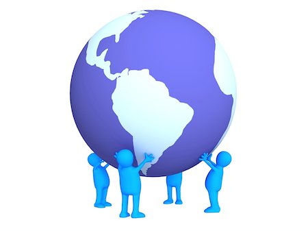 simsearch:400-04030475,k - Four stylized persons holding on hands the Earth. Object over white Foto de stock - Royalty-Free Super Valor e Assinatura, Número: 400-05061922