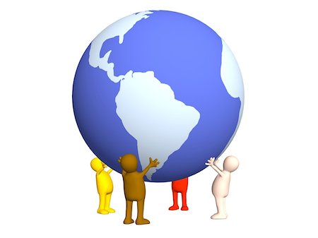 simsearch:400-05087119,k - Four stylized persons holding on hands the Earth. Object over white Foto de stock - Royalty-Free Super Valor e Assinatura, Número: 400-05061923