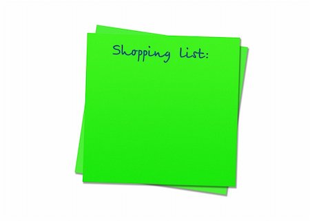 simsearch:400-04592928,k - green sticky note shopping list, white background Stock Photo - Budget Royalty-Free & Subscription, Code: 400-05061950