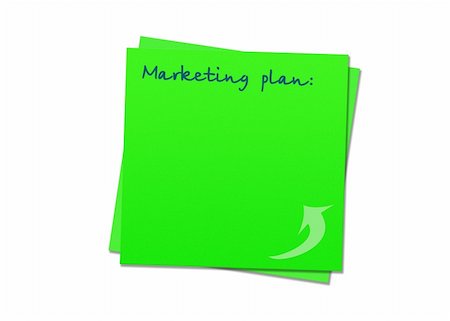 simsearch:400-04592928,k - green sticky note marketing plan, white background Stock Photo - Budget Royalty-Free & Subscription, Code: 400-05061951